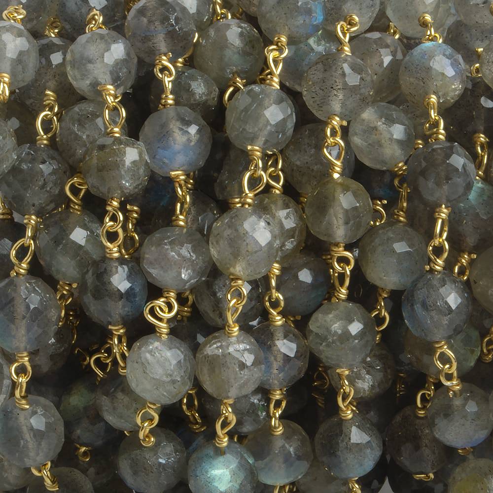 6.5mm Labradorite faceted round Vermeil Chain by the foot 24 pieces (ONLINE ORDER ONLY)