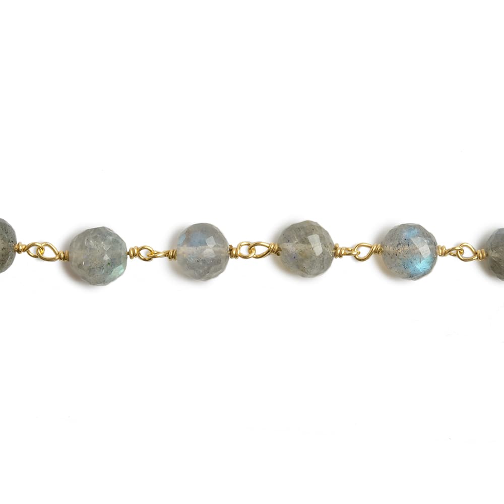 6.5mm Labradorite faceted round Vermeil Chain by the foot 24 pieces (ONLINE ORDER ONLY)