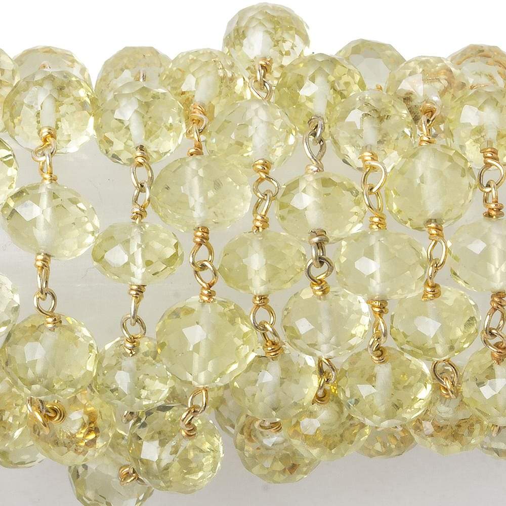 6.5mm Lemon Quartz faceted rondelle Vermeil Chain Sold As 31 inches 84 beads (ONLINE ORDER ONLY)