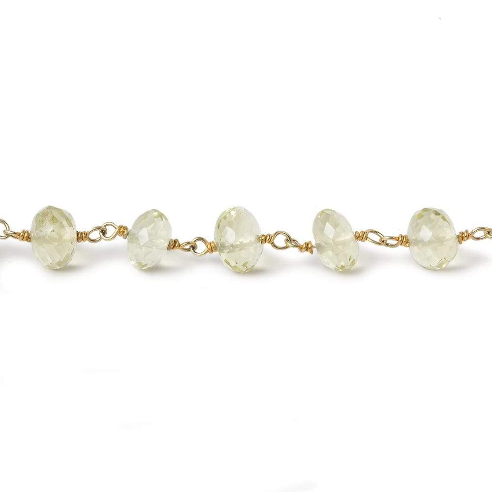 6.5mm Lemon Quartz faceted rondelle Vermeil Chain Sold As 31 inches 84 beads (ONLINE ORDER ONLY)