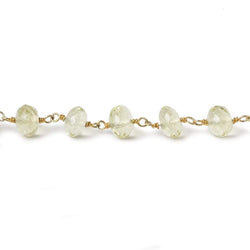6.5mm Lemon Quartz faceted rondelle Vermeil Chain Sold As 31 inches 84 beads (ONLINE ORDER ONLY)