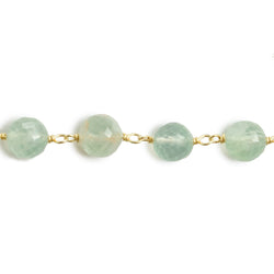 6.5mm Prehnite faceted round Vermeil Chain by the foot 24 pieces