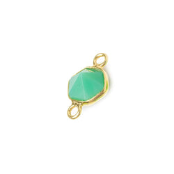 6.5mm Vermeil Bezel Green Onyx Hexagon double pavilion facet Connector 1 piece (ONLINE ORDER ONLY)