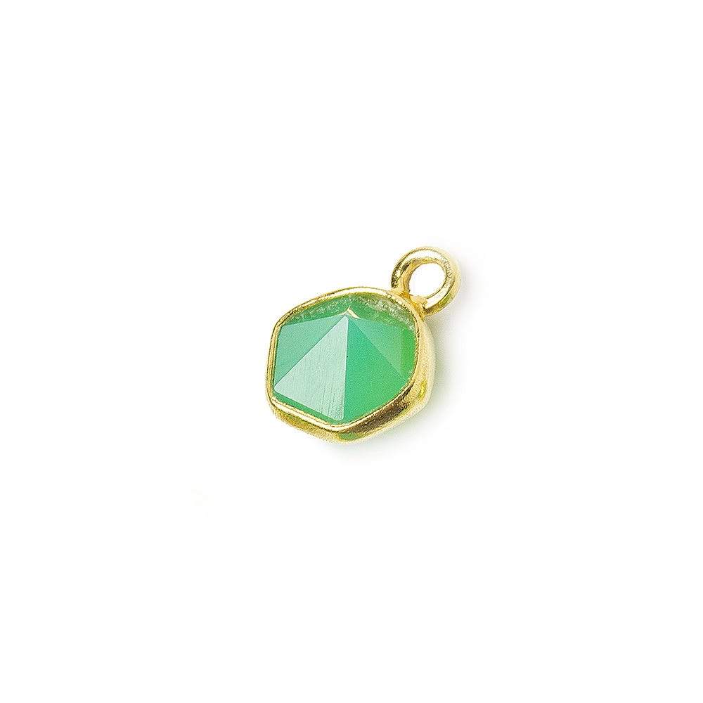 6.5mm Vermeil Bezel Green Onyx Hexagon double pavilion facet Pendant 1 piece (ONLINE ORDER ONLY)