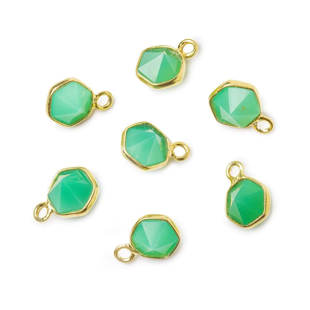6.5mm Vermeil Bezel Green Onyx Hexagon double pavilion facet Pendant 1 piece (ONLINE ORDER ONLY)