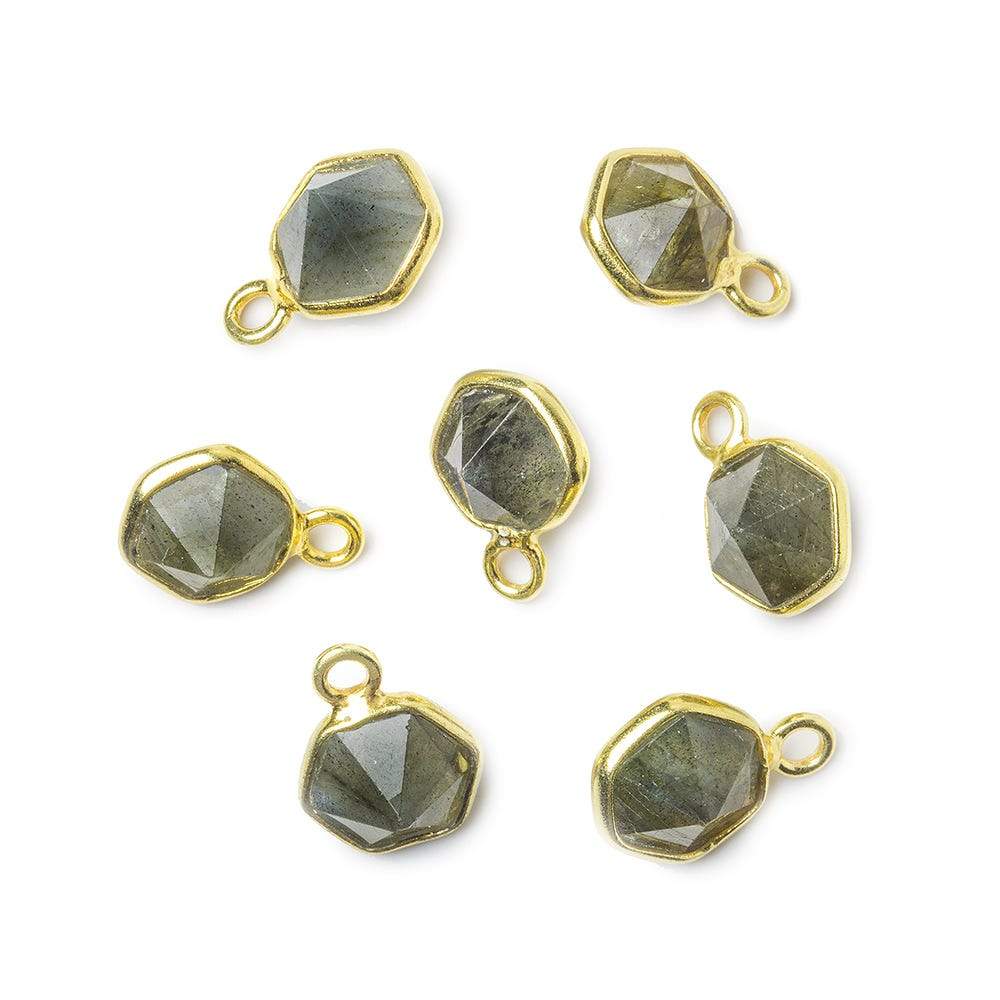 6.5mm Vermeil Bezel Labradorite Hexagon double pavilion facet Pendant 1 piece (ONLINE ORDER ONLY)