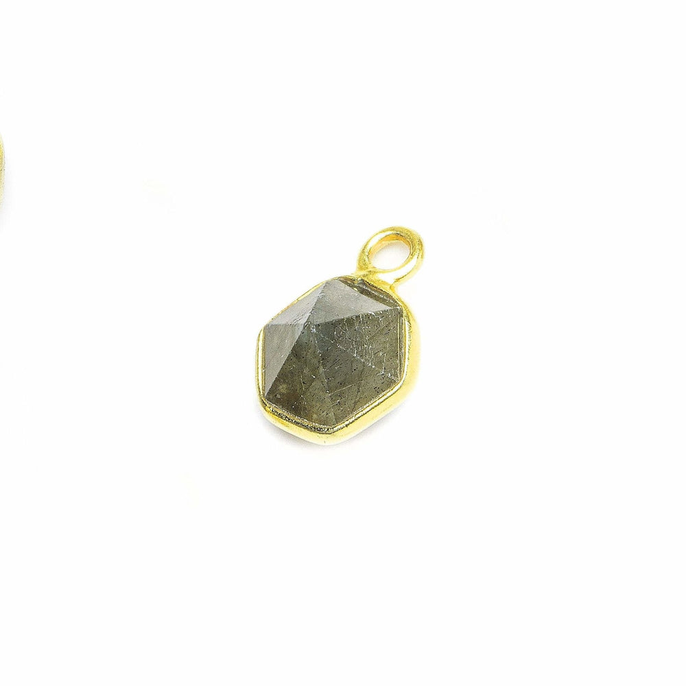 6.5mm Vermeil Bezel Labradorite Hexagon double pavilion facet Pendant 1 piece (ONLINE ORDER ONLY)