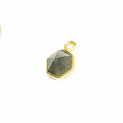 6.5mm Vermeil Bezel Labradorite Hexagon double pavilion facet Pendant 1 piece (ONLINE ORDER ONLY)