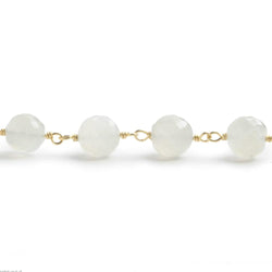6.5mm White Moonstone faceted round Vermeil Chain by the foot 24 pieces