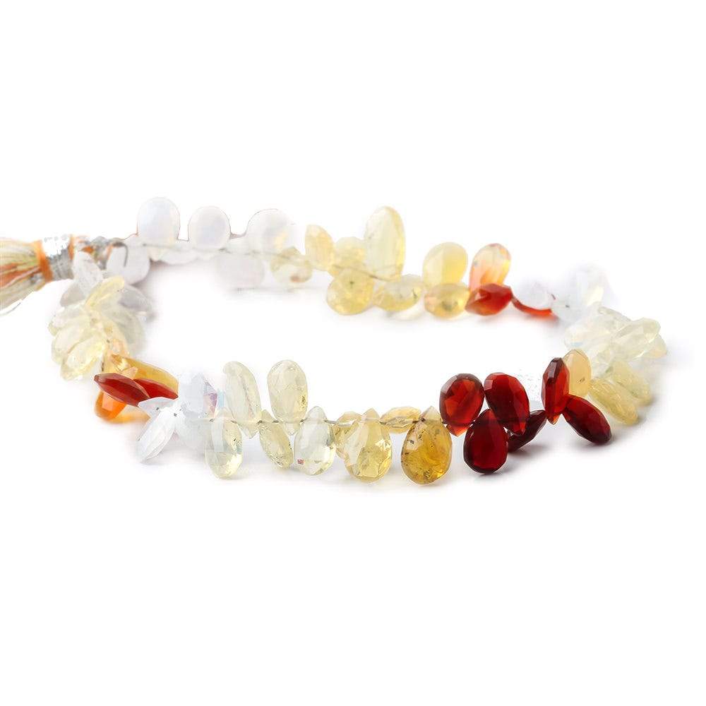 6.5x5-8x5mm Multi Color Mexican Fire Opal Pear Briolette beads 7.5 inch 65 pieces (ONLINE ORDER ONLY)