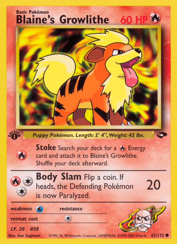 Blaine's Growlithe (62/132) [Gym Challenge 1st Edition] (Online Only)