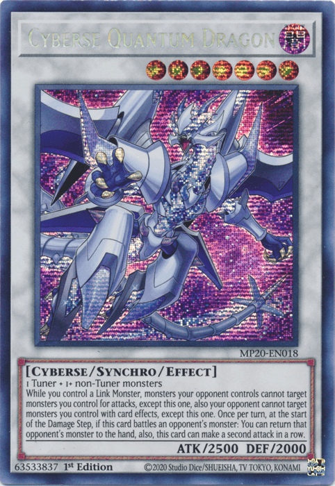 Cyberse Quantum Dragon [MP20-EN018] Prismatic Secret Rare (ONLINE ORDER ONLY)