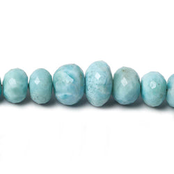 6.7-12mm Larimar faceted rondelle beads 18 inch 89 pieces AA grade (ONLINE ORDER ONLY)