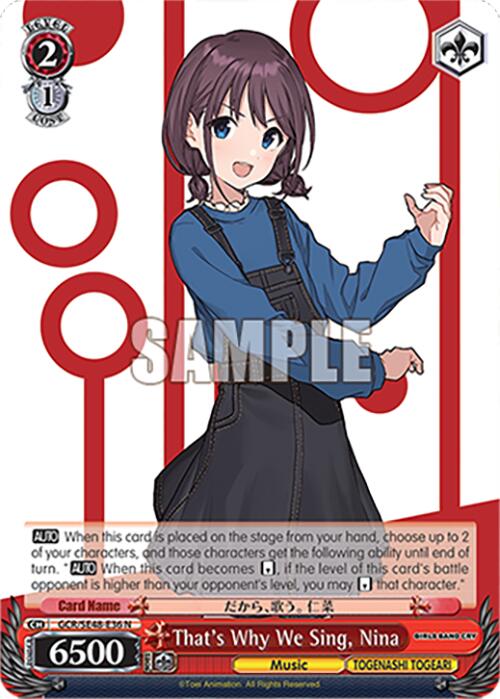 That's Why We Sing, Nina (GCR/SE48-E36 N) [Girls Band Cry Premium Booster]