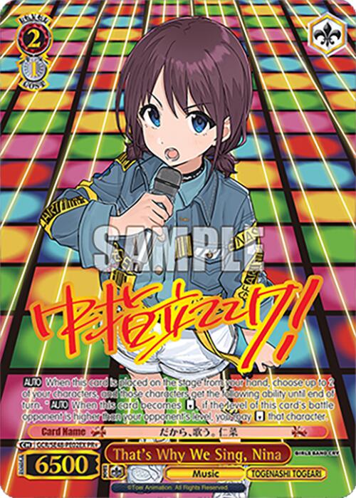 That's Why We Sing, Nina (GCR/SE48-PE02EX PR+) [Girls Band Cry Premium Booster]
