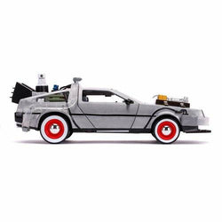 Back to the Future Part III die-cast (white-wall version) 1:24 scale "Hollywood Rides" light-up DeLorean Time Machine (ONLINE ORDER ONLY)