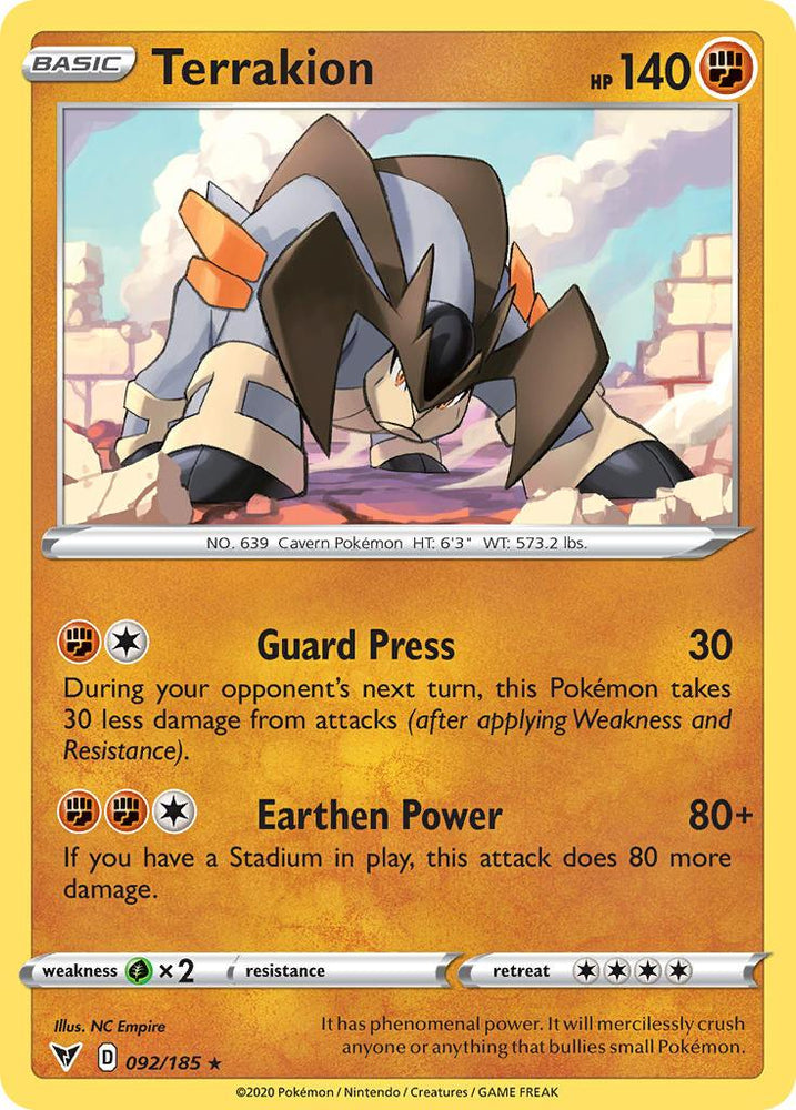 Terrakion (092/185) [Sword & Shield: Vivid Voltage] (Online Only)