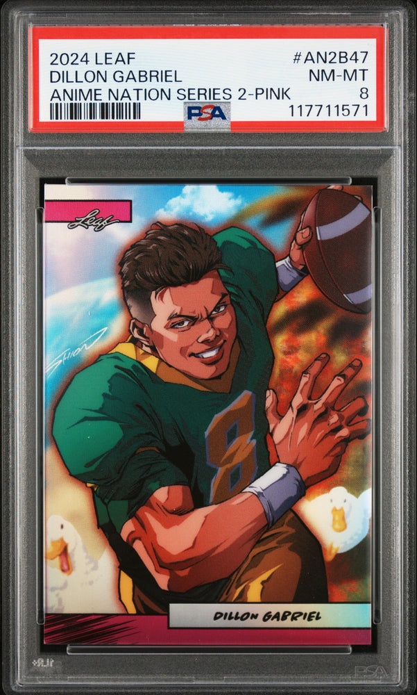 Graded 2024 Leaf Dillon Gabriel #AN2B47 Anime Nation Series 2 Pink /10 Football Card PSA 8 Near Mint