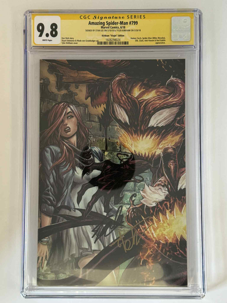 [Double Signed by Tyler Kirkham | Stan Lee] Amazing Spider-Man #799 CGC 9.8 Yellow Label Exclusive Virgin Var (ONLINE ORDER ONLY)