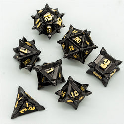 Black w/Gold Pinwheel Strengthened Metal 7-Dice Set | Metal DND Dice (Online Only)
