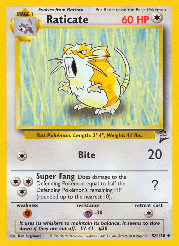 Raticate (58/130) [Base Set 2] (Online Only)
