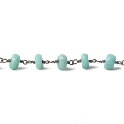 6mm Amazonite faceted rondelle Black Gold plated Chain by the foot 30 beads (ONLINE ORDER ONLY)