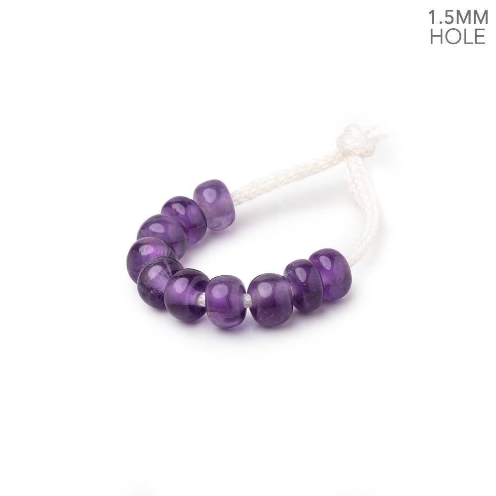 6mm Amethyst 1.5mm Large Hole Plain Rondelle Set of 10 (ONLINE ORDER ONLY)