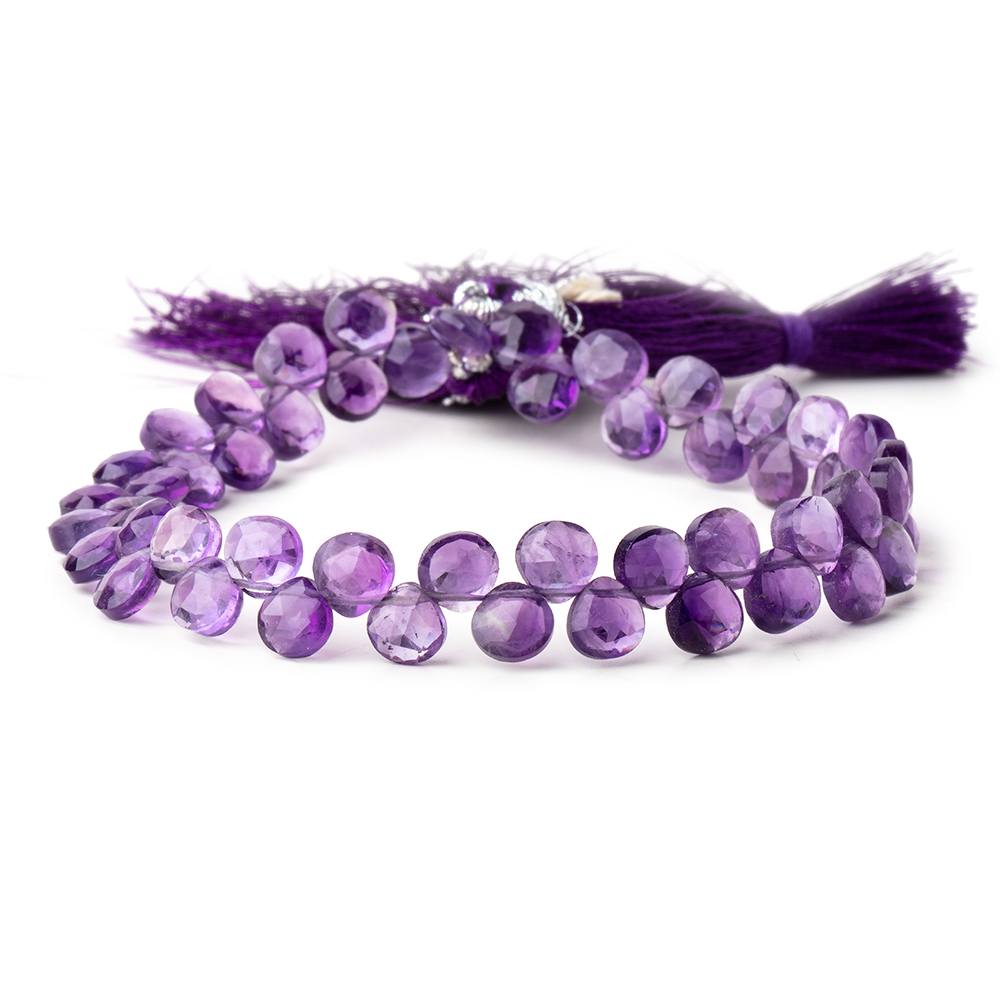 6mm Amethyst Faceted Heart Beads 8 inch 53 pieces (ONLINE ORDER ONLY)