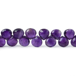 6mm Amethyst Heart Briolettes 8 inch 59 pieces A (ONLINE ORDER ONLY)
