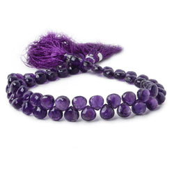 6mm Amethyst Heart Briolettes 8 inch 59 pieces A (ONLINE ORDER ONLY)