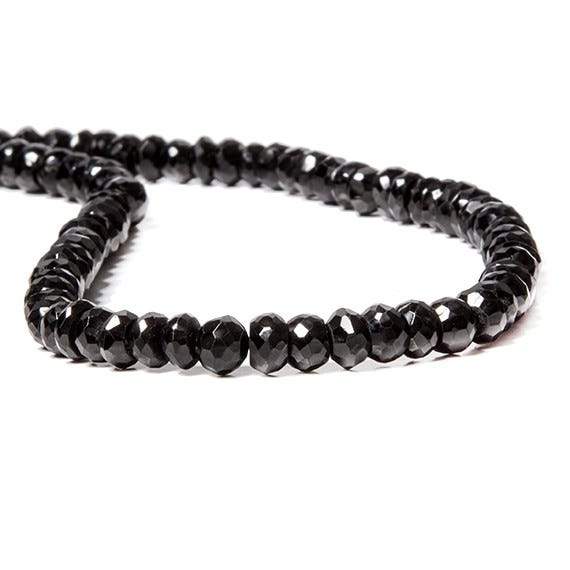 6mm Black Tourmaline Faceted Rondelle 14 inch 94 Beads (ONLINE ORDER ONLY)