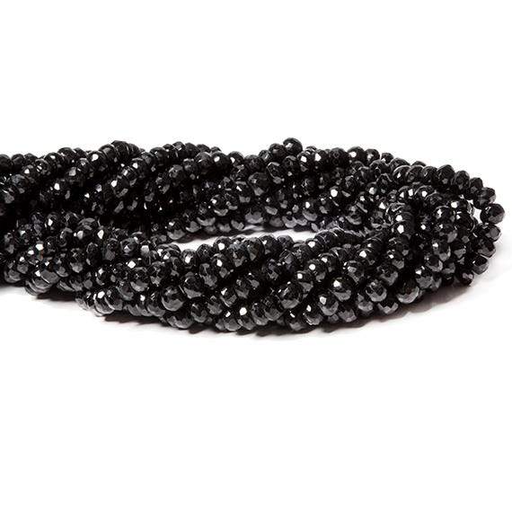 6mm Black Tourmaline Faceted Rondelle 14 inch 94 Beads (ONLINE ORDER ONLY)
