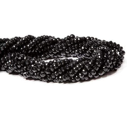 6mm Black Tourmaline Faceted Rondelle 14 inch 94 Beads (ONLINE ORDER ONLY)