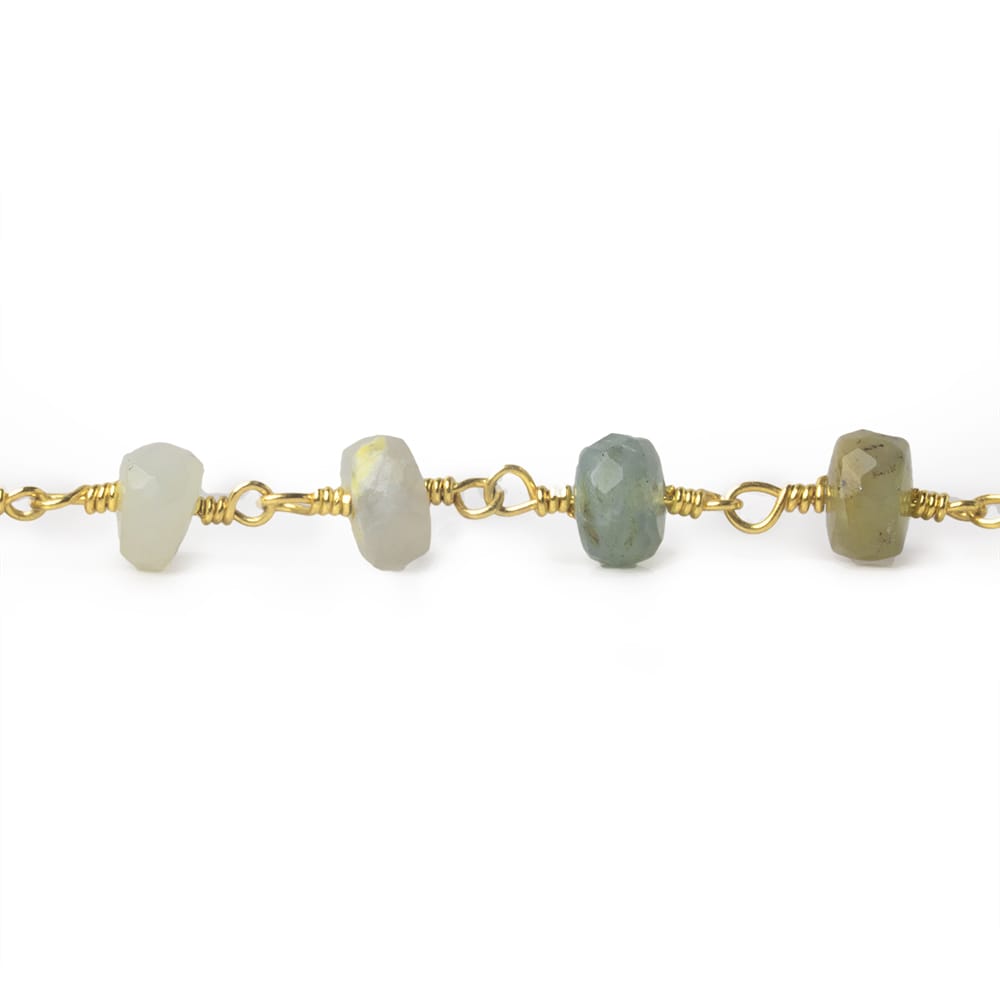 6mm Blue Peruvian Opal faceted rondelle Gold Chain by the foot 28 pieces (ONLINE ORDER ONLY)