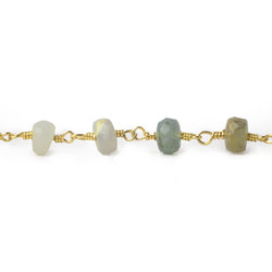 6mm Blue Peruvian Opal faceted rondelle Gold Chain by the foot 28 pieces (ONLINE ORDER ONLY)