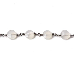 6mm Champagne Chalcedony faceted coin Black Gold Chain by the foot 25 pieces