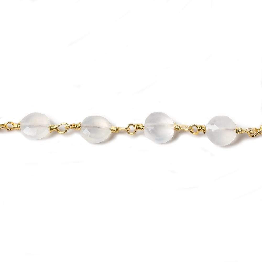 6mm Champagne Chalcedony faceted coin Gold Chain by the foot 25 pieces (ONLINE ORDER ONLY)