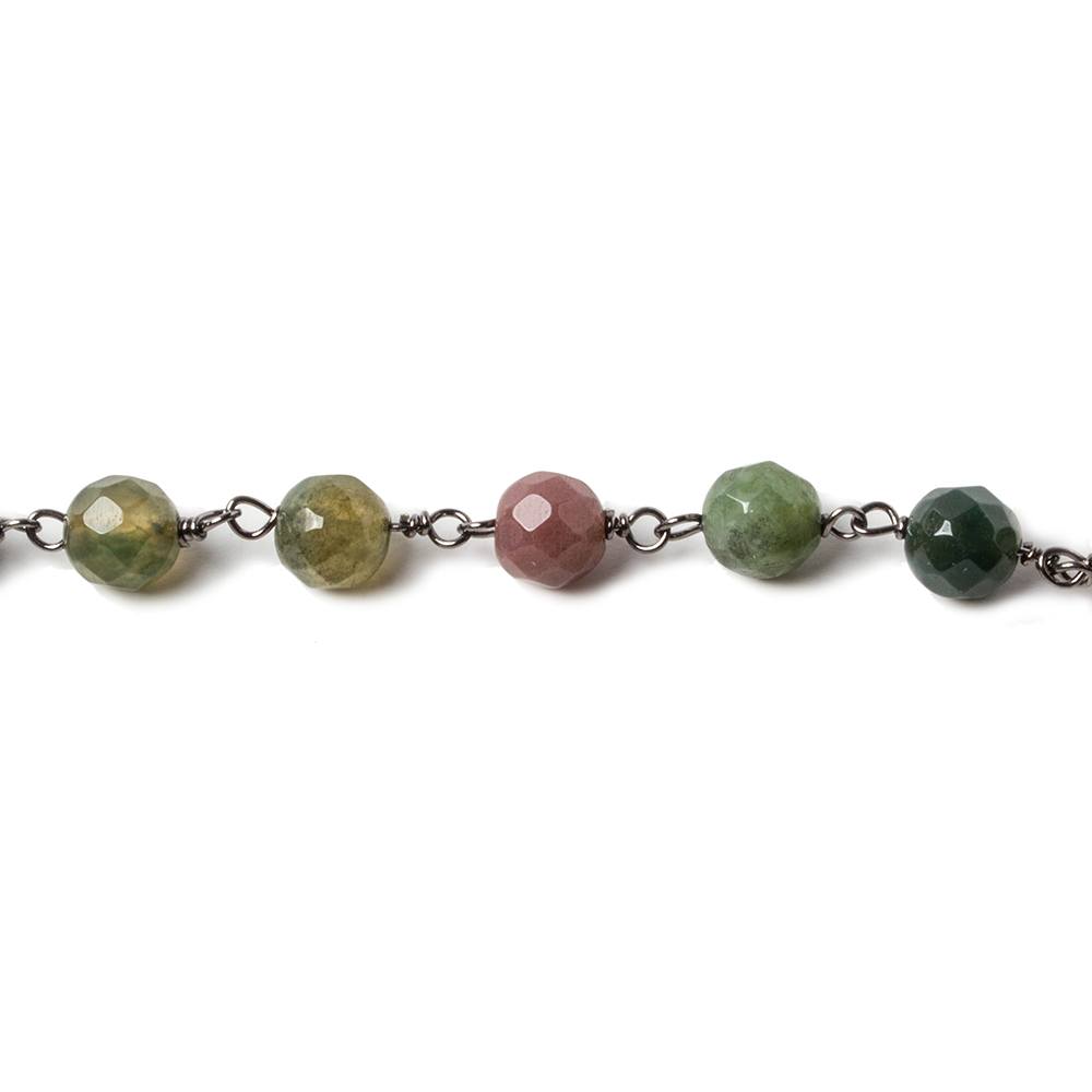 6mm Fancy Jasper faceted round Black Gold chain by the foot 28 pieces (ONLINE ORDER ONLY)