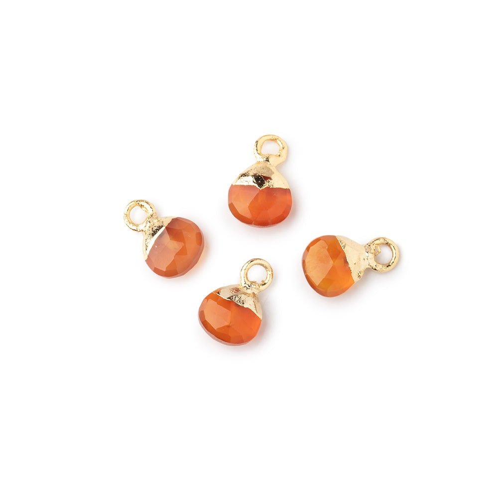 6mm Gold Leafed Carnelian Faceted Heart Set of 4 Pendants (ONLINE ORDER ONLY)