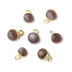 6mm Gold Leafed Chocolate Brown Moonstone Candy Kiss focal bead Pendant sold as 1 piece (ONLINE ORDER ONLY)