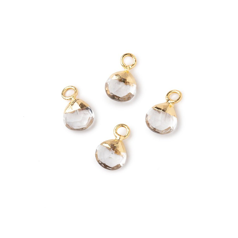 6mm Gold Leafed Crystal Quartz Faceted Heart Set of 4 Pendants (ONLINE ORDER ONLY)