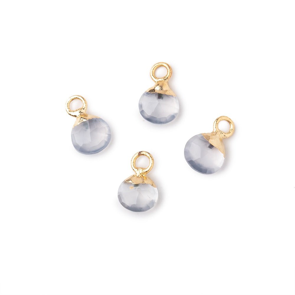 6mm Gold Leafed Natural Chalcedony Faceted Heart Set of 4 Pendants (ONLINE ORDER ONLY)