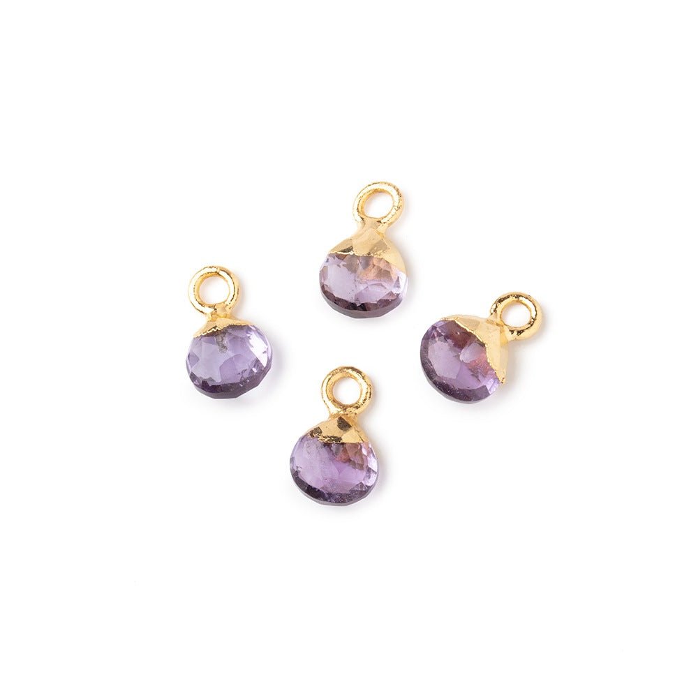 6mm Gold Leafed Pink Amethyst Faceted Heart Set of 4 Pendants (ONLINE ORDER ONLY)