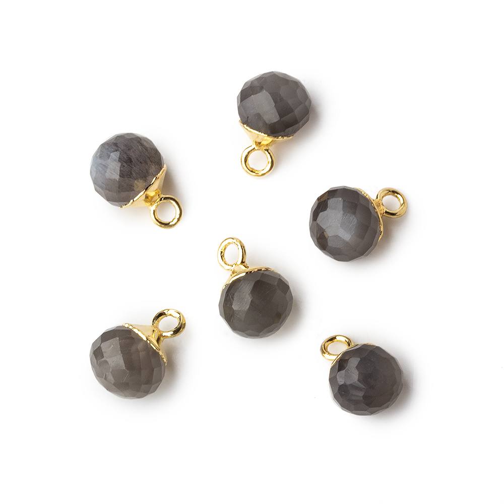 6mm Gold Leafed Platinum Grey Moonstone Candy Kiss focal bead Pendant sold as 1 piece (ONLINE ORDER ONLY)