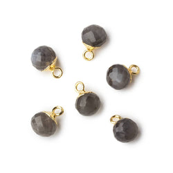 6mm Gold Leafed Platinum Grey Moonstone Candy Kiss focal bead Pendant sold as 1 piece (ONLINE ORDER ONLY)