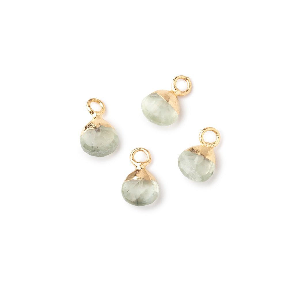 6mm Gold Leafed Prehnite Faceted Heart Set of 4 Pendants (ONLINE ORDER ONLY)