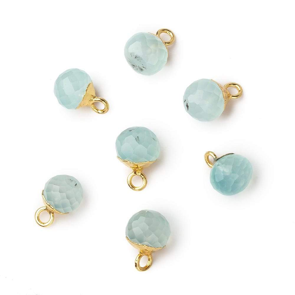 6mm Gold Leafed Seafoam Green Chalcedony Candy Kiss focal bead Pendant sold as 1 piece (ONLINE ORDER ONLY)