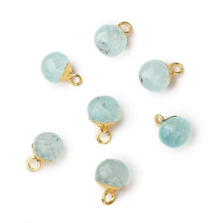 6mm Gold Leafed Seafoam Green Chalcedony Candy Kiss focal bead Pendant sold as 1 piece (ONLINE ORDER ONLY)