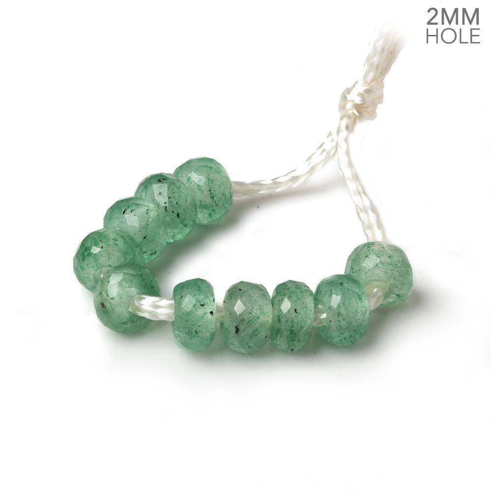 6mm Green Aventurine 2mm Large Hole Faceted Rondelle Bead Set of 10 (ONLINE ORDER ONLY)