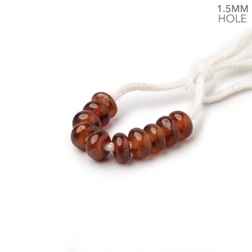 6mm Hessonite Garnet 1.5mm Large Hole Plain Rondelle Set of 10 (ONLINE ORDER ONLY)